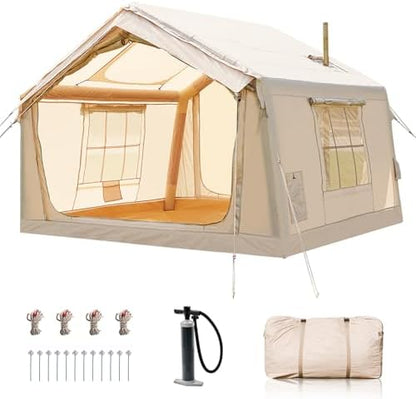 Inflatable Tents for Camping, Large Blow Up Tent with Hand Pump, Easy Setup InflatableTent 4 Season Tent, Waterproof Oxford Air Glamping Tents for Camping Adult 4/6/8/10/12 Person