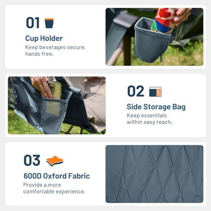 TIMBER RIDGE Hammock Camping Chair with Adjustable Backrest, Heavy Duty Folding Hammock Chair Supports 350lbs, Portable Hammock Chair for Camping, Travelling and Patio, Blue 2 Pack