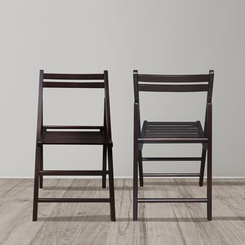 Casual Home Wooden Folding Chairs 2-Pcs Set - Espresso