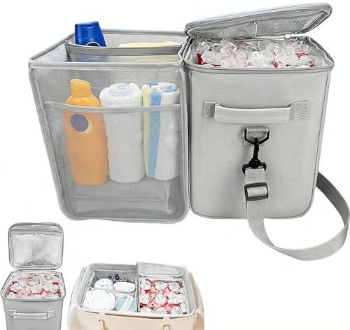 2-in-1 Cooler Organizer Insert for X Large Bag Accessories,Portable Ice Chest with Divider Tray and Zipper，Topper Tray and Cup Holder Compatible Accessories