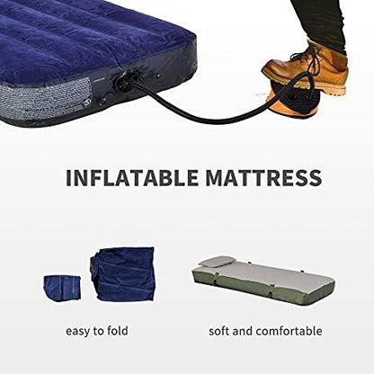 Person Foldable Camping Cot with Tent, Bedspread and Thick Air Mattress, 4-in-1 Elevated Camping Bed Tent for Outdoor Hiking, Picnic, Travel