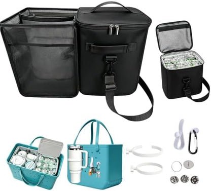 2-in-1 Insulated Cooler Organizer Insert for Bogg Bag XL – Leak-Proof Ice Chest with Zipper and Cup Holder Included – Lightweight Mesh Divider Pouch for Beach, Camping, Road Trips