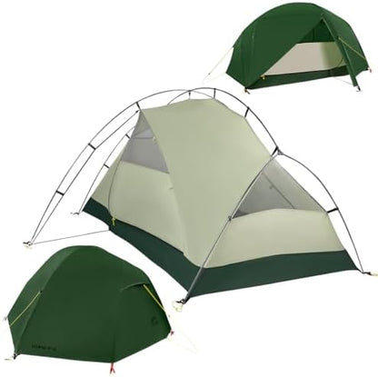 2 Person Lightweight Backpacking Tent,Ultralight Portable 20D Waterproof Nylon Tent for Camping，4.4LB 3 Season Backhiking with 7001 Aluminum Poles and V-Shaped Aluminum Floor Spike