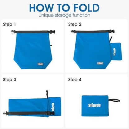 Pet Food Storage Bag Dog Storage Organizer Bag 2PCS Collapsible Dog Travel Bowls and Zipper Side Pocket for Home(Blue, Large)