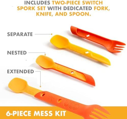 UCO Camping Mess Kit with Bowl, Plate, Collapsible Cup, and Switch Camping Spork