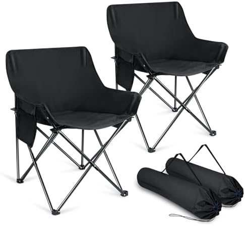 Joyfair Camping Lawn Chair for Adult, Outside Beach Chairs (2 Pack, Black)