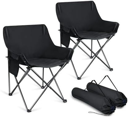 Joyfair Camping Lawn Chair for Adult, Outside Beach Chairs (2 Pack, Black)