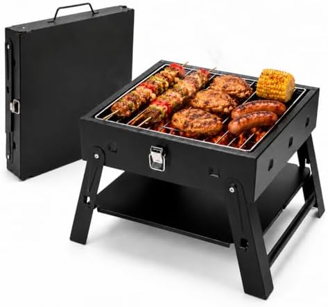 Small Portable BBQ Charcoal Grill: Mini Foldable Table Top Barbecue Grills