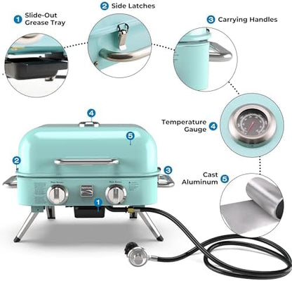 Kenmore 2-Burner Portable Tabletop Retro Gas Grill