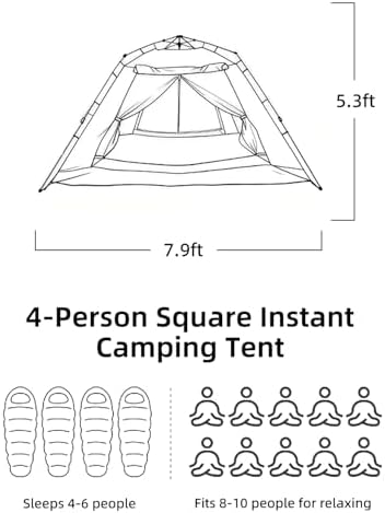 2/4 Person Instant Camping Tent 30s Quick Setup Waterproof Outdoor Tent