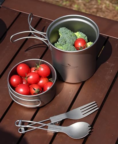 iBasingo Titanium Camping Cookware Ultralight Backpacking Pot Pan Set