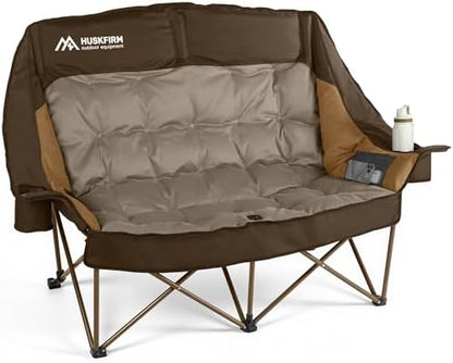 Huskfirm High Back Double Camping Chair 2 Person Camping Chair Brown