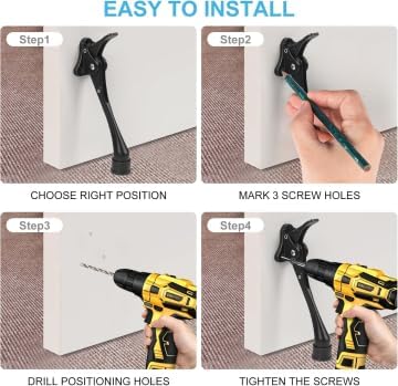 2 Pack 6 Inch Black Kick Down Door Stoppers for Bottom of Door, Heavy Duty Kickdown Door Stop, One Touch Kick Down Door Stoppers