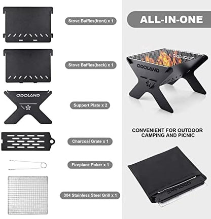 Odoland Portable Folding Charcoal Grills for Outdoor Cooking Bonfire BBQ