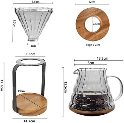 SOTECH Pour Over Coffee Maker Set with Dripper Stand Coffee Filters Paper Coffee Grinder Gift for Coffee Lovers