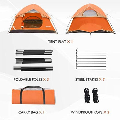 Camping Tent, Waterproof 2/3/4 Person Tents for Camping, Lightweight Easy Set Up Outdoor Hiking Tent Backpacking Tent with Carry Bag, Backpack Tent Suit for Family Beach Hiking Travel