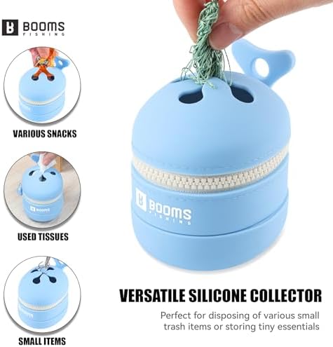 Booms Fishing Portable Trash Pouch: Silicone Expandable & Collapsible Fishing Line Waste Cantainer - Eco-Friendly Reusable Garbage Holder for Fishing, Hiking, Camping & Outdoor Activities, ST2 Blue