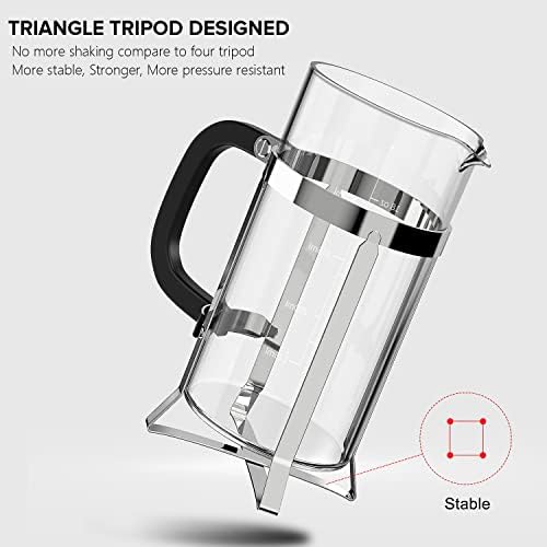 QUQIYSO French Press Coffee Maker 21oz,Borosilicate Glass Coffee Press