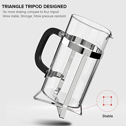 QUQIYSO French Press Coffee Maker 21oz,Borosilicate Glass Coffee Press