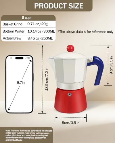 Coffee Maker Stovetop Espresso Maker 6 Cup Aluminum Moka Pot Percolator 10oz 300ml Easy Brewing for Electric Ceramic Stoves Home Camping Italian Cuban Café Classic