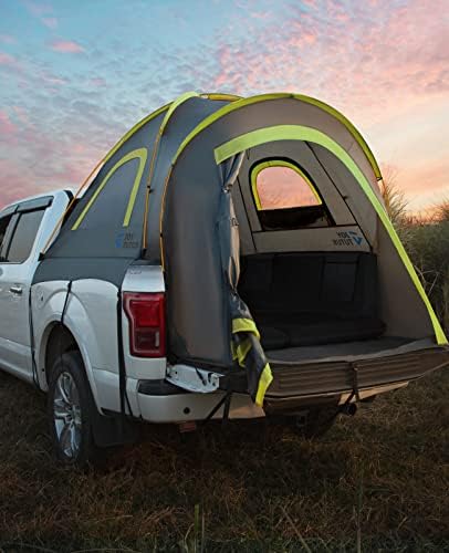 JOYTUTUS Pickup Truck Tent 2.0, Waterproof PU2000mm Double Layer for 2 Person, Portable Truck Bed Tent with Rainfly, 5.5'-5.8' Camping Preferred - Green, Aluminum Poles