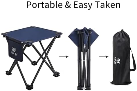 Opliy Camping Stool 2 Pack,13.5 Inch Portable Folding Stool for Outdoor Gardening and Beach Hiking Fishing,Foot Stool with Carry Bag (Blue)