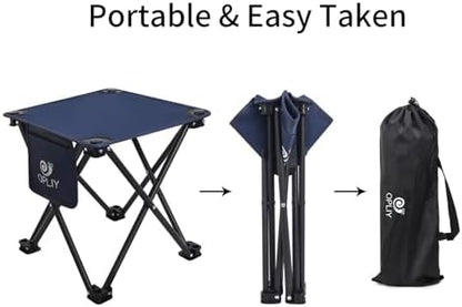 Opliy Camping Stool 2 Pack,13.5 Inch Portable Folding Stool for Outdoor Gardening and Beach Hiking Fishing,Foot Stool with Carry Bag (Blue)