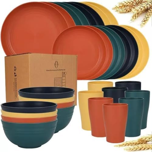 Wheat Straw Tableware Set, 16 Pieces (for 4 People)