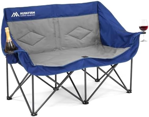 Oversized Double Camping Chairs for Adults, 2 Person Camping Chair, Blue