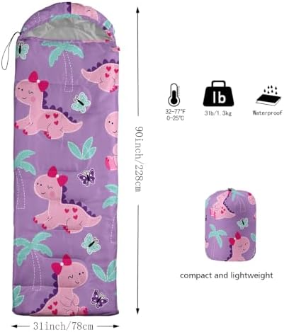 Axolotl Unicorn Sleeping Bag for Kids Boys Girls–Lightweight Warm Cold Weather Sleeping Bags,Waterproof Portable Sleeping Bag with Compression Sack for Camping Backpacking Outdoor Indoor