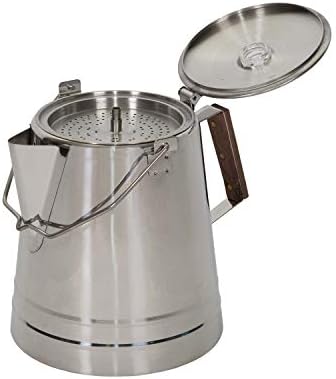 Stansport Stainless Steel Percolater 28-Cup Coffee Pot Percolator Coffee Filters 278-100