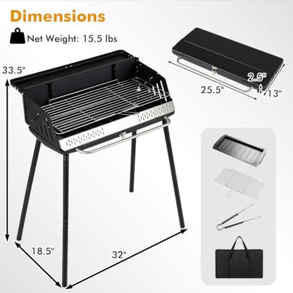 Giantex Portable Charcoal Grill with Detachable Legs, Compact BBQ Grill