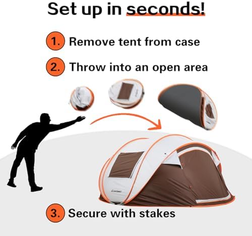 Pop Up Tent Camping Waterproof Family 4-6 Person Easy Setup Large
