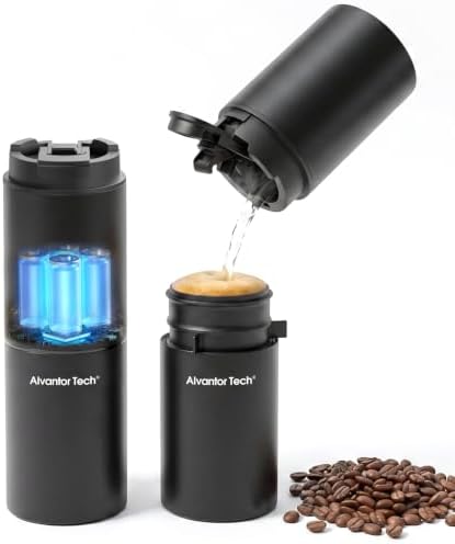2-in-1 Portable Electric Burr Coffee Grinder - Grind & Brew, 38 Adjustable Settings, Ceramic Alloy Burrs, Rechargeable, with Cups, Filter & Lid for Home, Travel & Camping