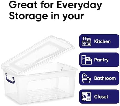 Superio 36 Quart Clear Plastic Storage Boxes with Lids, Stackable Organizer Containers, BPA-Free Storage Bins for Home, Office, School & Dorm, 2 Pack