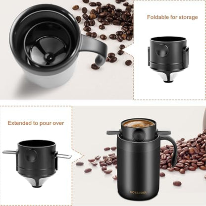 MACIFECI 16oz Camping Coffee Maker Pour Over Coffee Maker Camping Coffee Pot Portable Coffee Maker for Travel Camping Offices Backpacking Outdoor (Black)