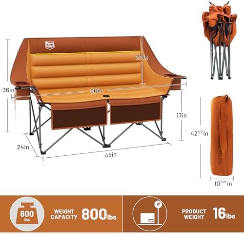 Timber Ridge Double Camping Chair Heavy Duty Outdoor Folding Camp Couch