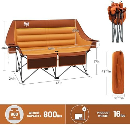 Timber Ridge Double Camping Chair Heavy Duty Outdoor Folding Camp Couch