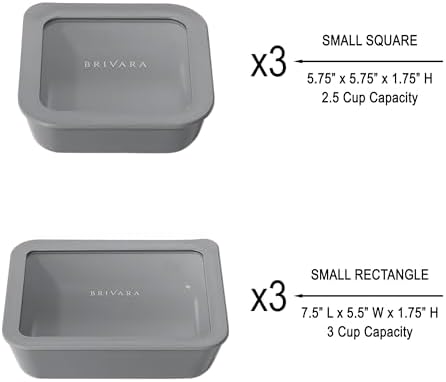 12-Piece Glass Meal Prep Containers Set with Lids (6 Containers + 6 Lids) | Microwave-Safe Airtight Seal, Oven-Safe Ceramic-Coated Glass | Zero Plastic, No PFAS/PFOA/BPA [Smoke]