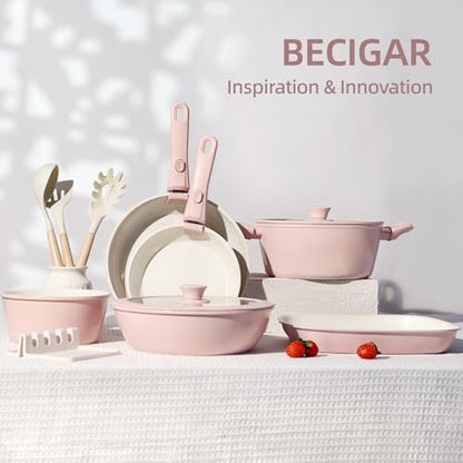 BECIGAR 23pcs Ceramic Pots and Pans Set