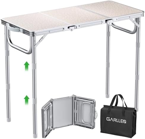 GARLLEN Folding Camping Table with Storage Bag, Portable Table 34.2"x15.7"