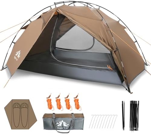 Night Cat Backpacking Tents 2 Persons Fast Setup Hiking Camp Tent with Foldable Pole Double Layers Two Doors Waterproof Lightweight Compact 7x4.4ft