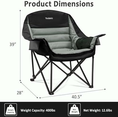 Youtanic Oversized Camping Chair, Portable Folding Camping Chairs