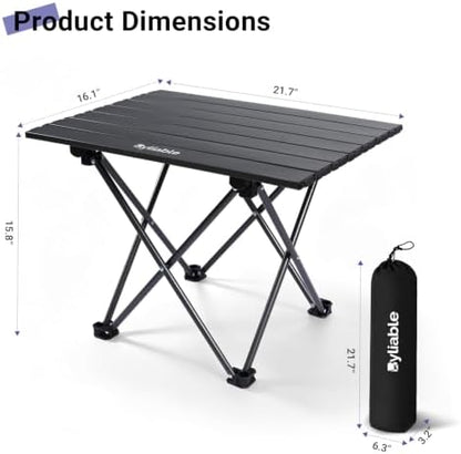 Byliable Camping Side Folding Table, Portable Camp Aluminum Table, Black