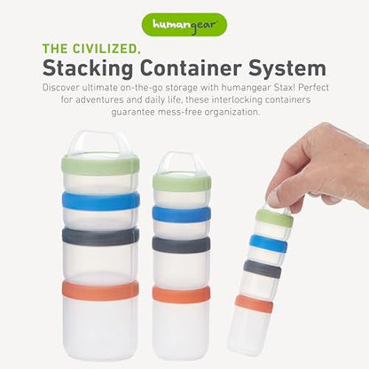 humangear Stax Modular Storage System - Food-Safe 4-Piece Stacking Container with Click-Handle