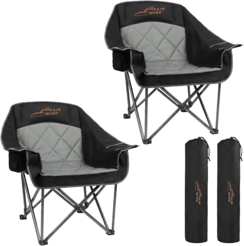 FAIR WIND 2 Pack XL Oversized Padded Camping Chair Heavy Duty for Adults