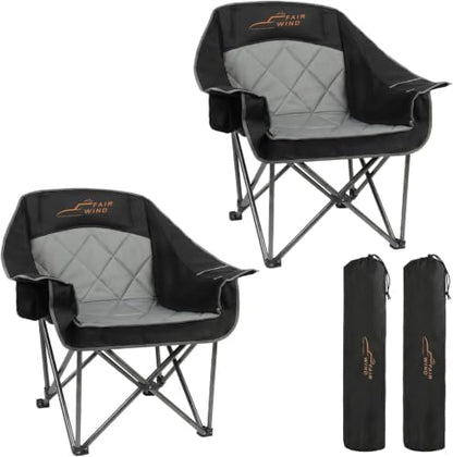FAIR WIND 2 Pack XL Oversized Padded Camping Chair Heavy Duty for Adults