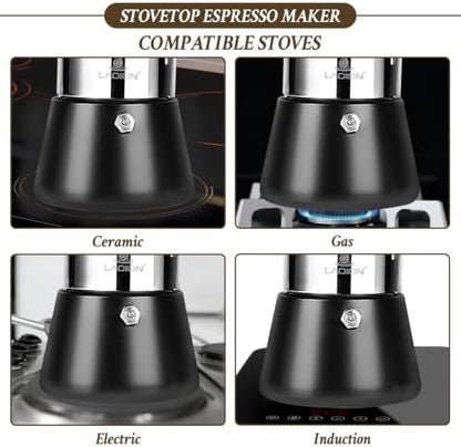 LAOION Stovetop Espresso Maker, 12Cup 17.5 oz Moka Pot, Stainless Steel