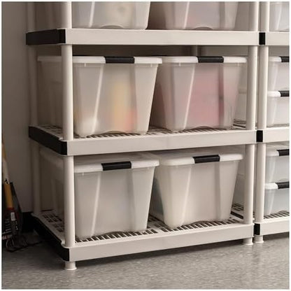 IRIS USA 8 Pack 54 Qt Storage Bin Plastic Gasket Box, Tight Latching Lids, Pearl