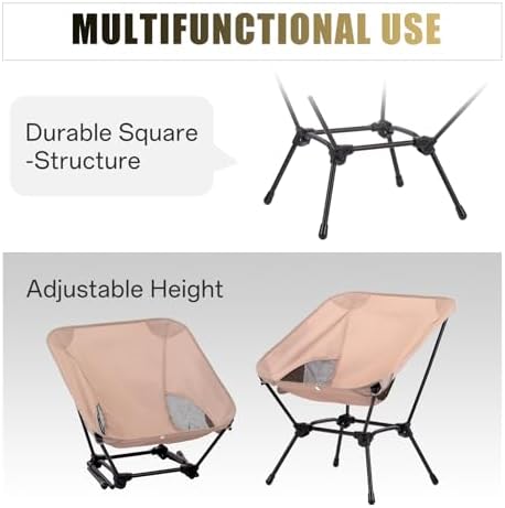 2 Pack Low Back Camping Chair, 2-in-1 Height Adjustable, Heavy Duty